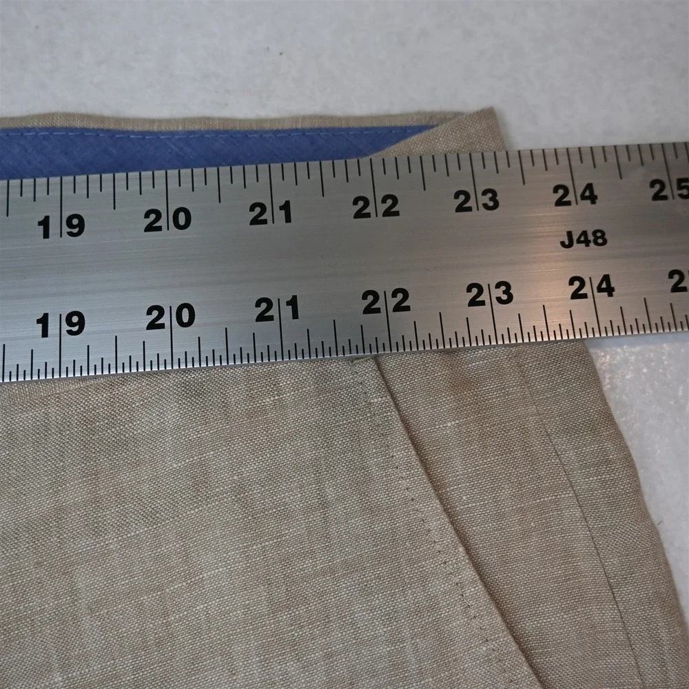 Tommy Hilfiger 46x32 Khaki 100% Linen Flat Front Straight Dress Mens Pants